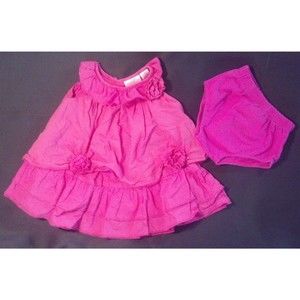 Girl's Size 3 M 0-3 Months 2 Pc Bright Pink Rosette Maggie & Zoe Dress, F.G. DC
